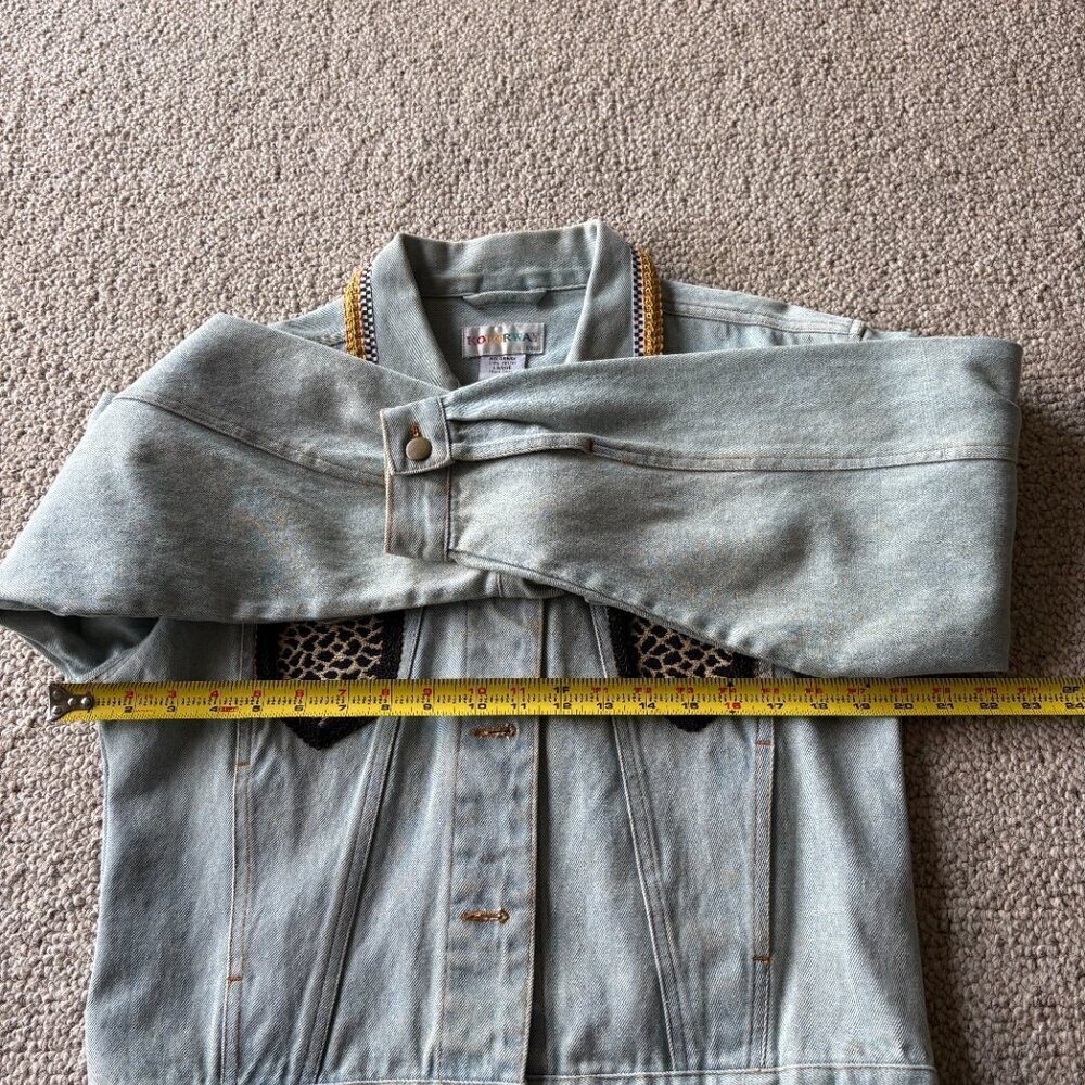 Vintage Kolorway Embellished Denim Jacket Animal Embroidery Boho L Animal Print - Picture 9 of 10